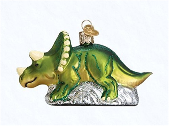 Old World Christmas Glass Blown Ornament, Triceratops (With OWC Gift Box)