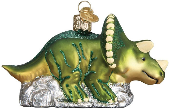 Old World Christmas Glass Blown Ornament, Triceratops (With OWC Gift Box)