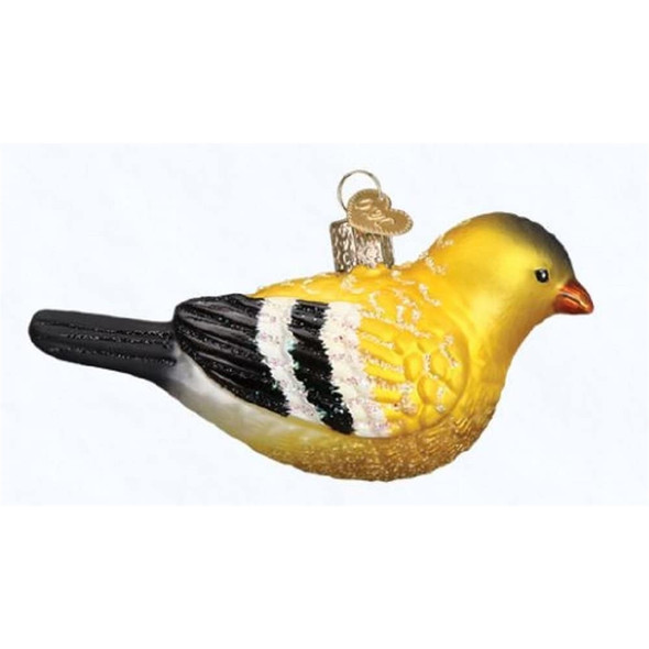 Old World Christmas Glass Blown Christmas Ornament, American Goldfinch (With OWC Gift Box)