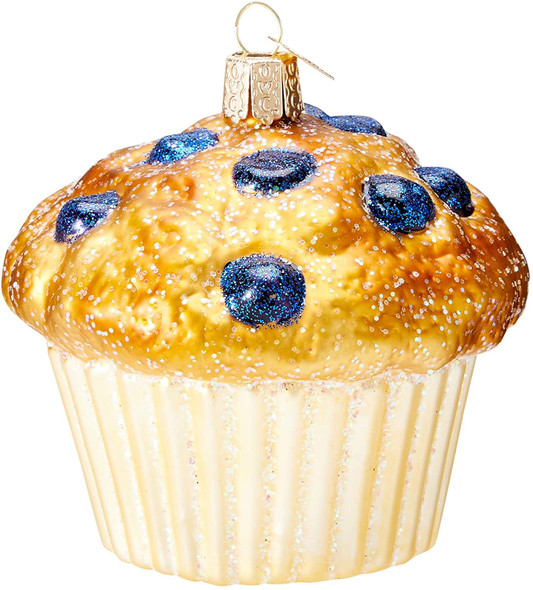 Old World Christmas Glass Blown Ornament, Blueberry Muffin (With OWC Gift Box)