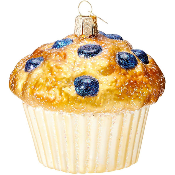 Old World Christmas Glass Blown Ornament, Blueberry Muffin (With OWC Gift Box)