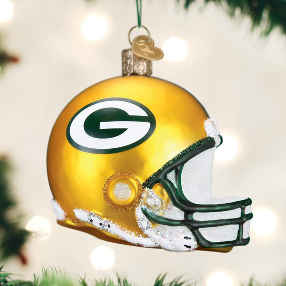 Old World Christmas Blown Glass Ornament Series, Green Bay Packers Helmet
