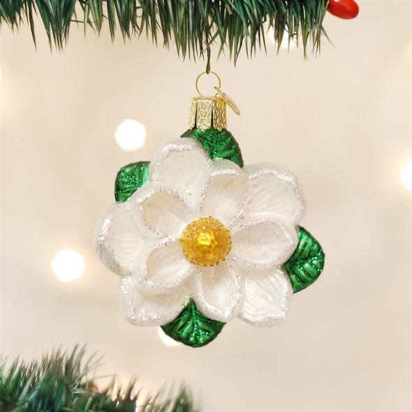Old World Christmas Glass Blown Ornament for Christmas Tree, Magnolia