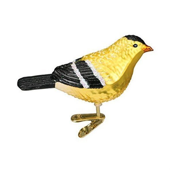 Old World Christmas Glass Blown Ornament, American Goldfinch (With OWC Gift Box)