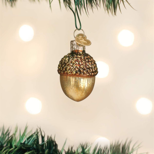 Old World Christmas Blown Glass Ornament for Christmas Tree, Small Acorn