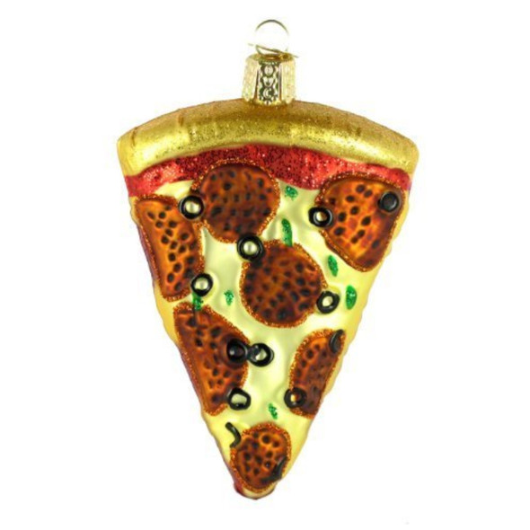 Old World Christmas Glass Blown Ornament, Pizza Slice (With OWC Gift Box)