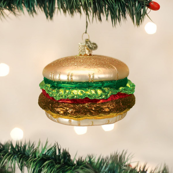 Old World Christmas Glass Blown Ornament for Christmas Tree, Cheeseburger