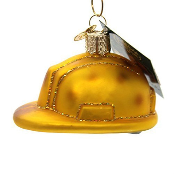 Old World Christmas Glass Blown Christmas Ornament, Construction Helmet (With OWC Gift Box)