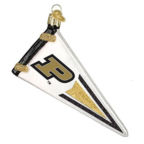 Old World Christmas Glass Blown Ornament, Purdue Pennant (With OWC Gift Box)
