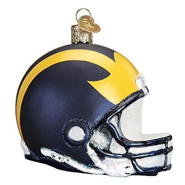 Old World Christmas Blown Glass Ornament for Christmas Tree, Michigan Football Helmet