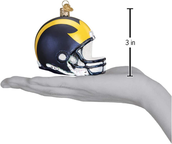 Old World Christmas Blown Glass Ornament for Christmas Tree, Michigan Football Helmet
