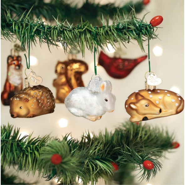 Old World Christmas Blown Glass Ornament, Mini Woodland Animals (Pack of 6)