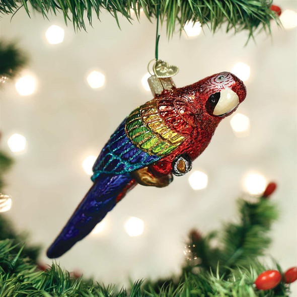 Old World Christmas Glass Blown Ornament for Christmas Tree, Tropical Parrot