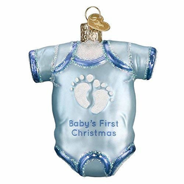 Old World Christmas Blown Glass Ornament for Tree, Blue, Baby Onesie