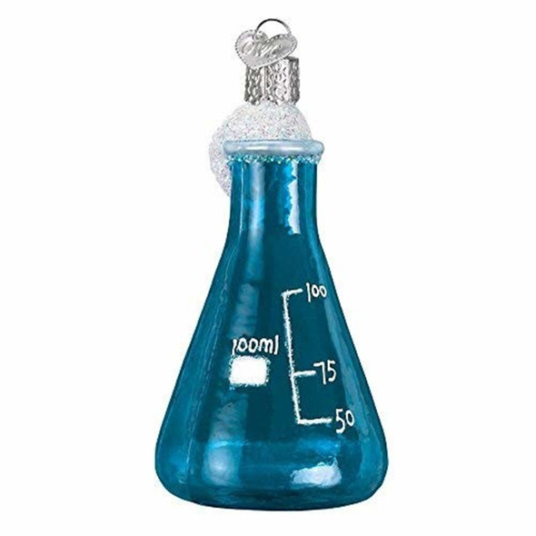 Old World Christmas Glass Blown Ornament for Christmas Tree, Science Beaker