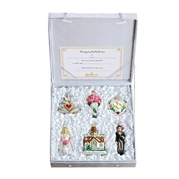 Old World Christmas Blown Glass Ornaments, Wedding Collection (Set of 6)
