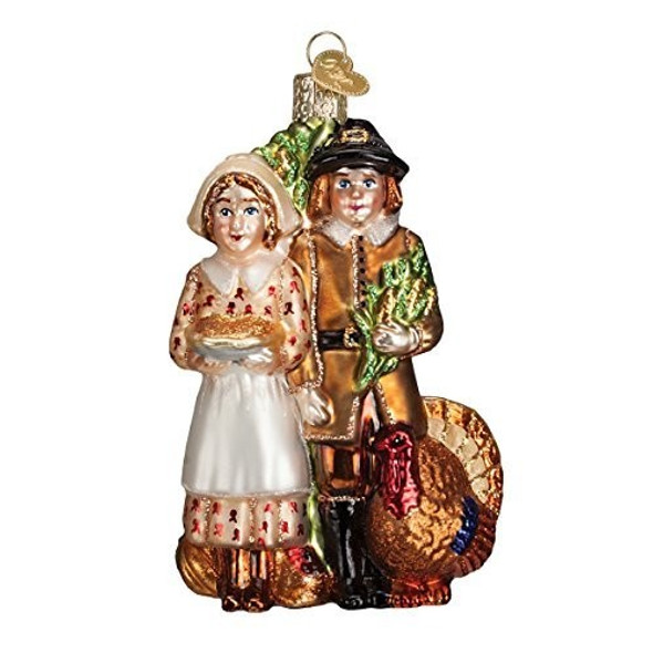 Old World Christmas Glass Blown Christmas Tree Ornament, Pilgrim Thanksgiving (With OWC Gift Box)