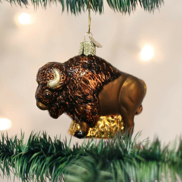 Old World Christmas Glass Blown Ornament, Buffalo (With OWC Gift Box)