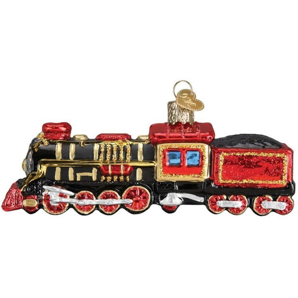 Old World Christmas Glass Blown Christmas Ornament, Train Steam Locomotive, 5” (With OWC Gift Box)