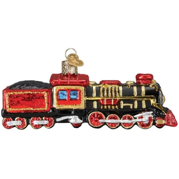 Old World Christmas Glass Blown Christmas Ornament, Train Steam Locomotive, 5” (With OWC Gift Box)