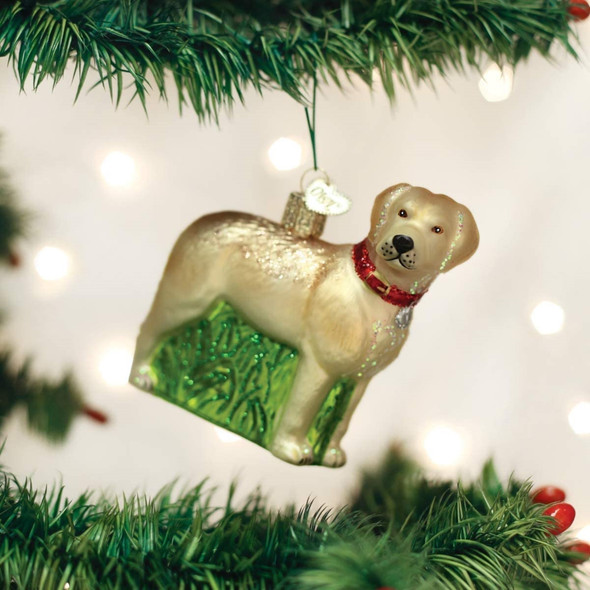Old World Christmas Blown Glass Ornament for Christmas Tree, Standing Yellow Lab