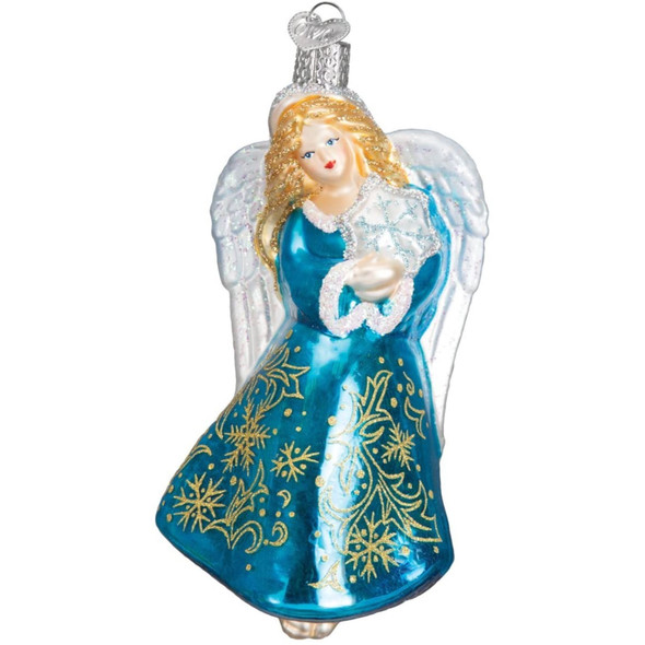 Old World Christmas Glass Blown Ornament For Christmas Tree, Glistening Snowflake Angel