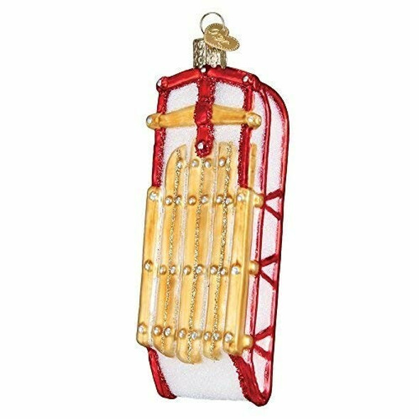 Old World Christmas Glass Blown Ornament, Sled (With OWC Gift Box)