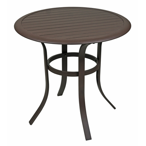 Garden Elements Aluminum Slat Top Bistro Table – Round Espresso Outdoor Side Table, Rust-Resistant Powder-Coated Finish, Lightweight, 30”