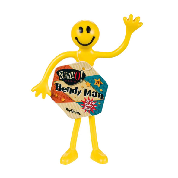 Toysmith Neato! Yellow Bendy Man with Smile, 5in