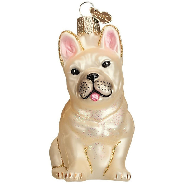 Old World Christmas Blown Glass Ornament for Christmas Tree, French Bulldog