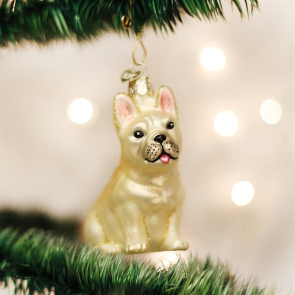 Old World Christmas Blown Glass Ornament for Christmas Tree, French Bulldog