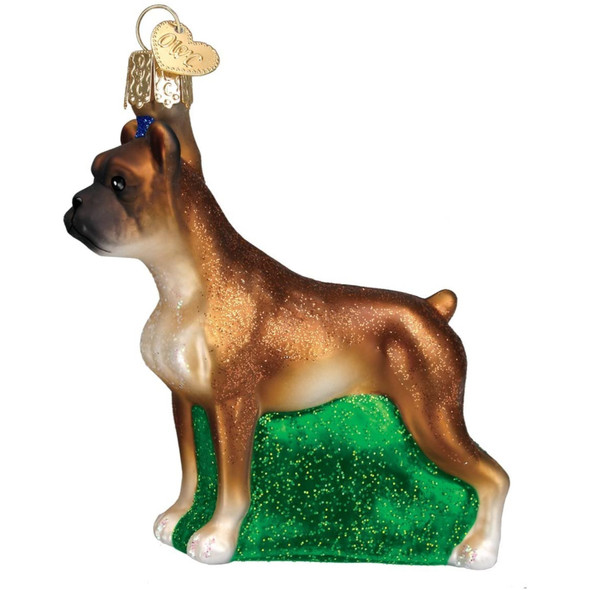 Old World Christmas Glass Blown Christmas Ornament, Boxer Dog (With OWC Gift Box)