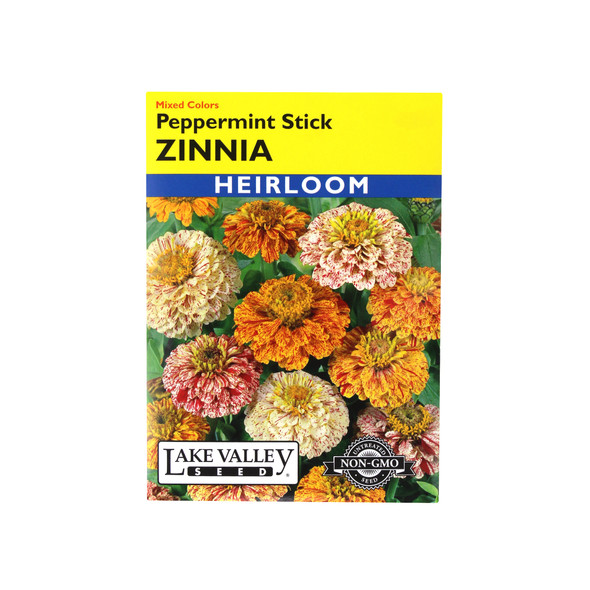 Lake Valley Seed Zinnia Peppermint Stick Mixed Colors Heirloom Flower, 0.75g
