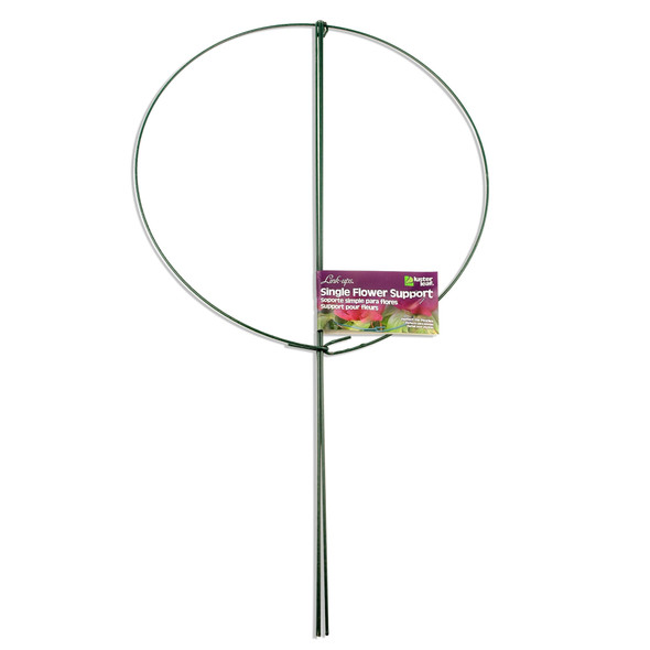 Luster Leaf Link-Ups Metal Flower Support, Single for Gardens and Flower Beds - 18" Ring x 36" H, Green