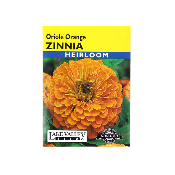 Lake Valley Seed Zinnia Oriole Orange Heirloom Flower, 0.75g