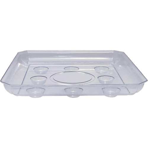 Curtis Wagner Plastics Designer Series Heavy Gauge Saucer, Footed Square, Clear — 10"