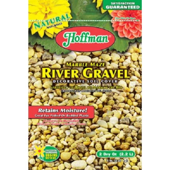 Hoffman Natural Marble Maze River Gravel Decorative Soil Cover for Potted or Bedded Plants, 2 Dry Quarts