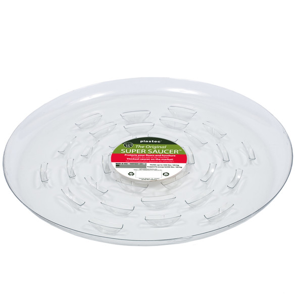 Plastec Super Plant Saucer,  Clear Plastic, 16" D