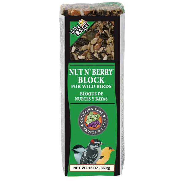 Wild Delight Advanced Formula Nut N’ Berry Bird Food Block — No Corn, Milo or Millet, 13 oz
