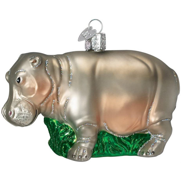 Old World Christmas Glass Blown Ornament for Christmas Tree, Hippopotamus