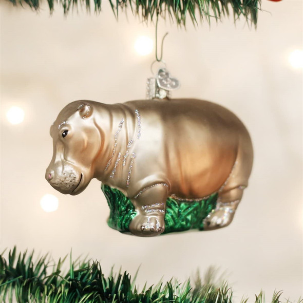 Old World Christmas Glass Blown Ornament for Christmas Tree, Hippopotamus