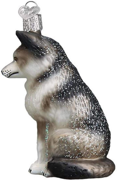 Old World Christmas Glass Blown Ornament, Sitting Wolf (With OWC Gift Box)
