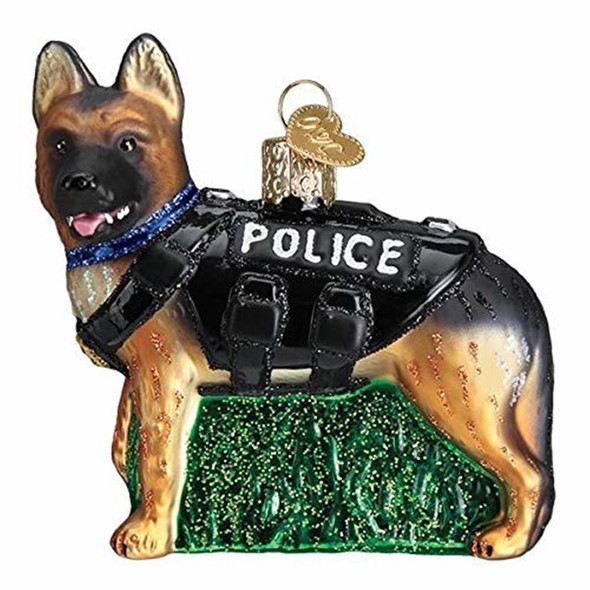 Old World Christmas Blown Glass Ornament for Christmas Tree, K-9 Police Dog