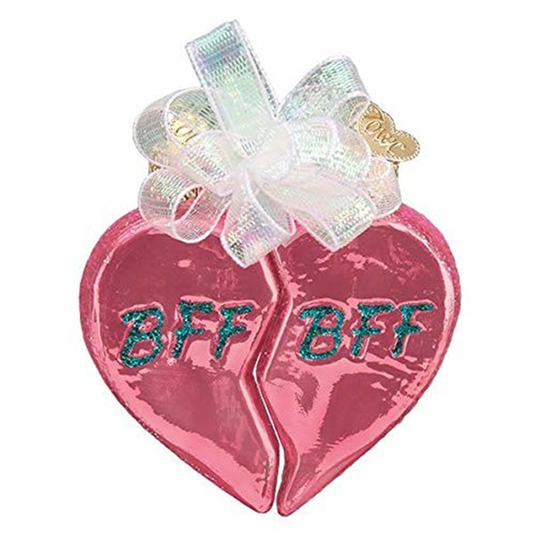 Old World Christmas Blown Glass Ornaments for Christmas Tree, BFF Hearts (Set of 2)
