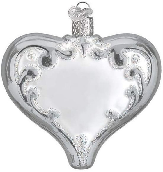 Old World Christmas Glass Blown Ornament for Christmas Tree, 25th Anniversary Heart