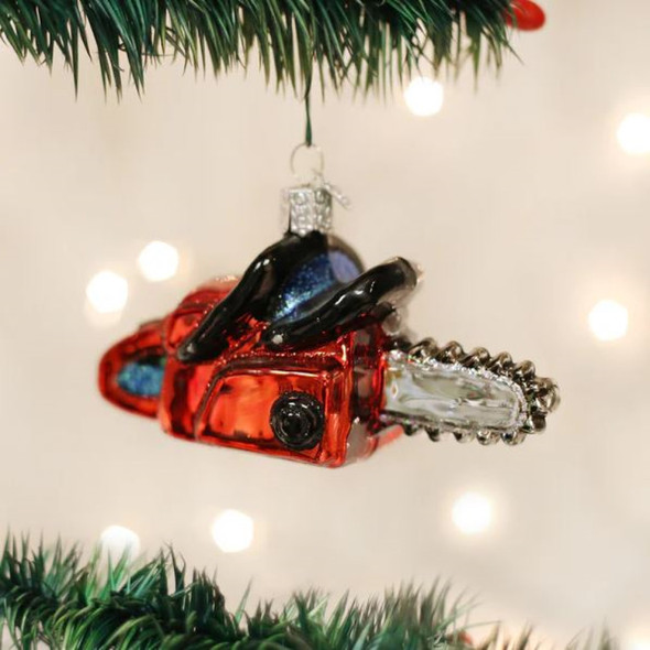 Old World Christmas Blown Glass Ornament for Christmas Tree, Chain Saw