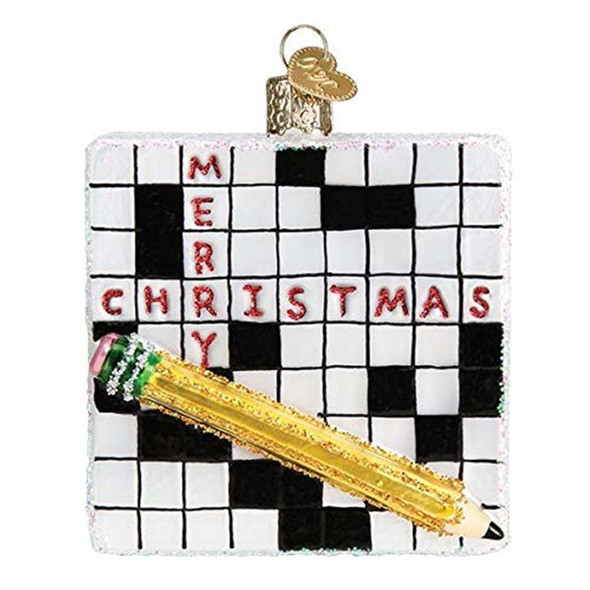 Old World Christmas Glass Blown Ornament for Christmas Tree, Crossword Puzzle