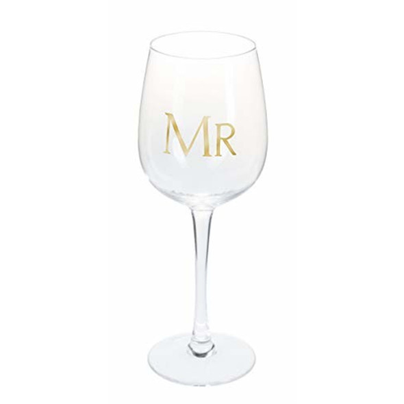 Ganz Clear Stemmed Commemorative Wine Glass, Mr.