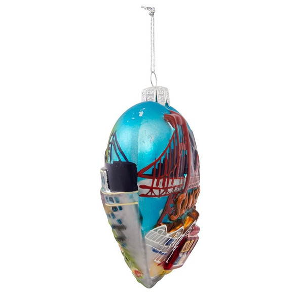 Kurt Adler Glass Ornament for Christmas Tree, CityScape Collection, San Francisco Heart, 4"