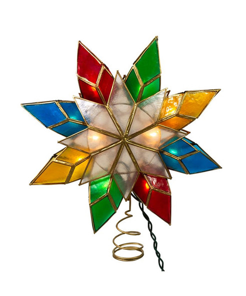 Kurt Adler Capiz Star Multicolored 10-Light Treetop, 9.25"